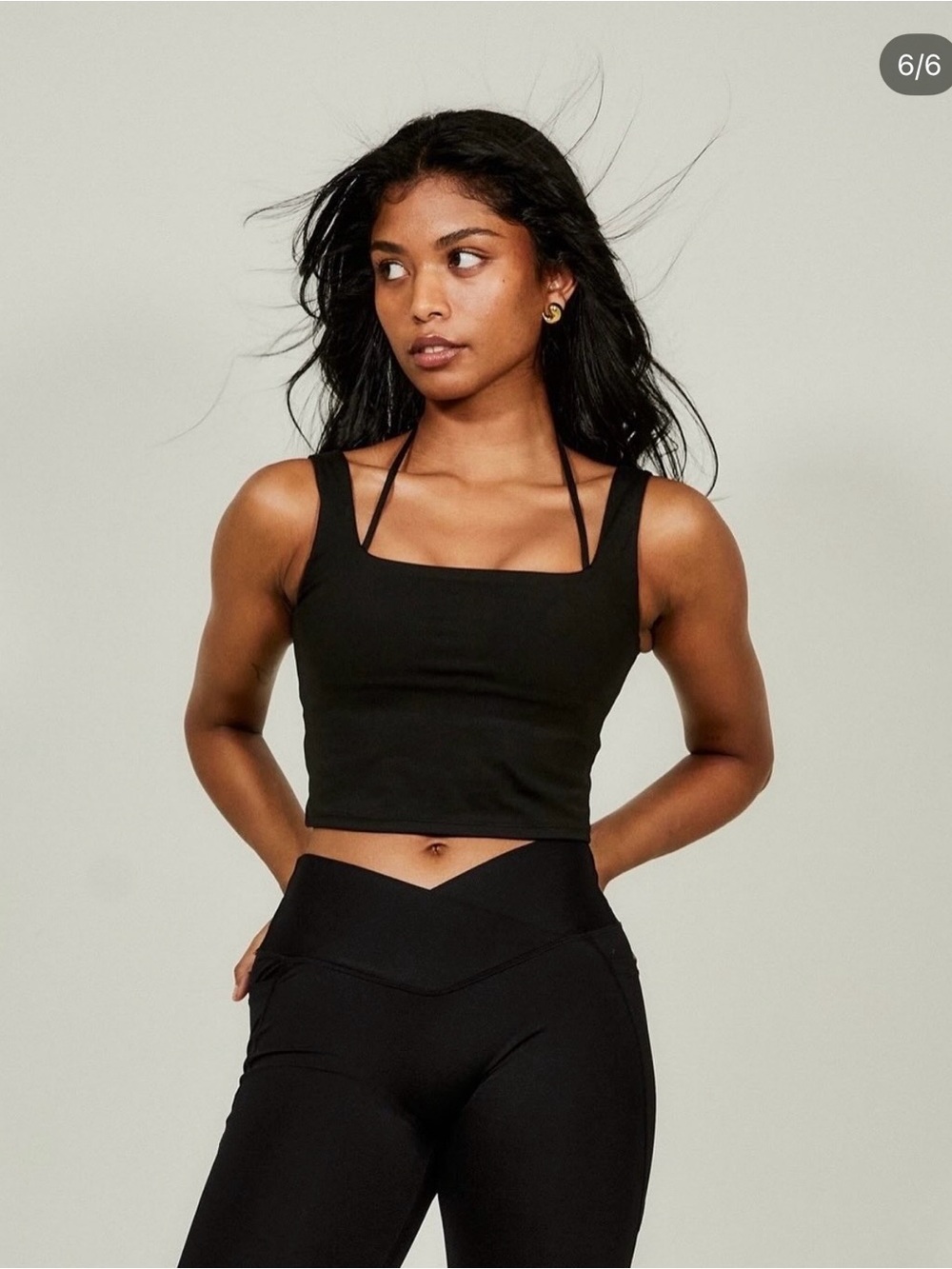 Sefi: Active V Waist Leggings Full Length & Active Box Neck Halter Tank